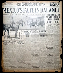 1910 Chicago Front Page - Diaz Traps Rebel Leader, Madero is Wounded in Battle - Picture 1 of 4