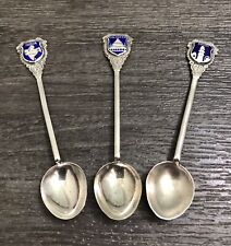 Lot of 3, Sterling Silver Enameled Demitasse Spoons, Calcutta, Delhi, India