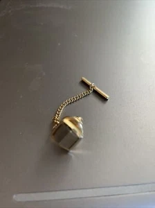 Vintage  Tie Pin Tie Tack Gold Tone with Decal - Picture 1 of 3