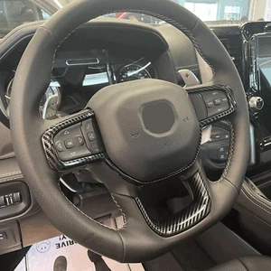 Carbon fiber For Dodge RAM 2019-2024 Steering Control Wheel Cover sticker Trim - Picture 1 of 4