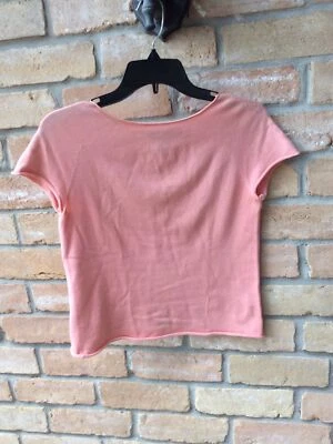 Suéter De Colección Años 80 DKNY Donna Karan NY Polvoriento Melocotón Talla S/P PETITE Algodón Dobladillo Enrollado Foto 1 de 4