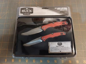 Buck Knives 237 238 Liner Lock Combo Collectors Tin Rubberized Handle NEW Sealed - Picture 1 of 3