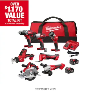 Milwaukee M18 18V 7-Tool Cordless Combo Kit 2 batteries and bag (2695-27S) New - Picture 1 of 10