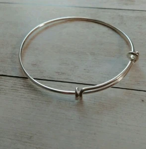 Brazalete ajustable Pulsera de alambre Brazalete de plata Brazalete ajustable en blanco - Imagen 1 de 4