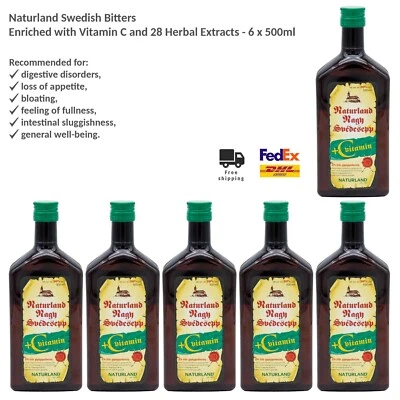 Naturland Amari Svedesi Arricchiti con Vitamina C e 28 Estratti di Erbe 6x500ml - Immagine 1 di 4