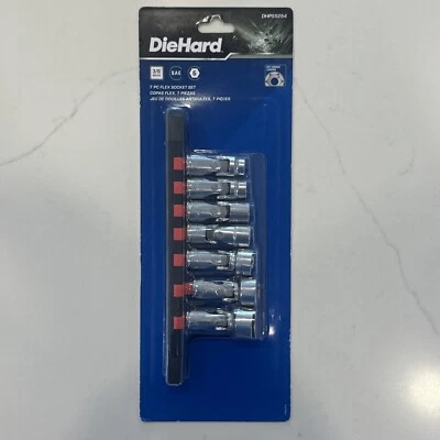 Diehard 3/8 Inch Drive Flex Socket SAE 6 Point 7 Piece Set DHP55254 New - Image 1 of 4