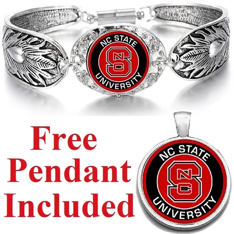 North Carolina NC State Wolfpack Womens Tibetian Sterling Silver Bracelet D3 Cover