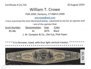 US Revenue Medicine RS48c XF JW Campion & Co, Pink Paper ZAYIX 1224MAR016 - Picture 1 of 3