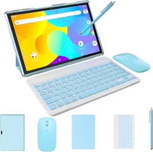 2 in 1 Tablet with Keyboard Case Mouse Stylus 10 inch Tablet Android 14 Table... - Picture 1 of 9