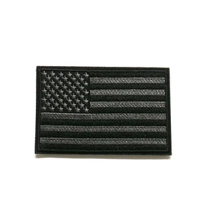 USA American Flag Black Grey Patch 3" x 2 " Embroidered Iron-on Badge Applique - Picture 1 of 17
