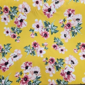 Brushed ITY Floral Print on Mustard 60" Fashion Fabric by the Yard - Picture 1 of 1