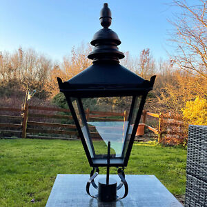 Black Victorian Garden Street Post Lamp 90cm Vintage Lantern Top Old Metal Light