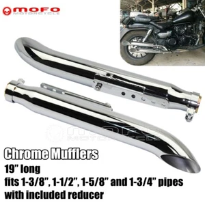 Pair Muffller Pipes For Suzuki VL125 VL800 VL1500 Intruder LS650 Savage Chopper - Picture 1 of 9