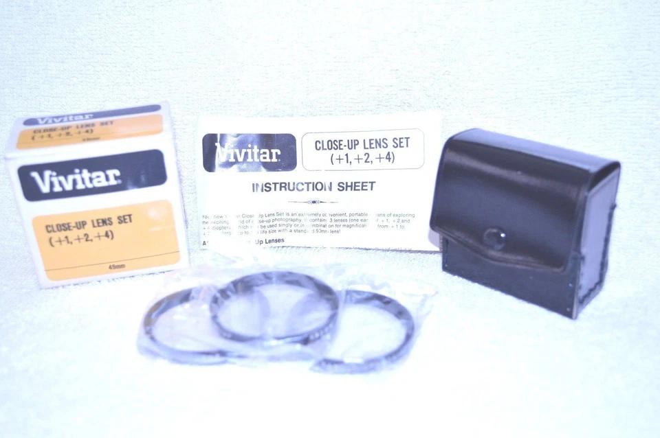 Vivitar 49 mm NEW Close Up Lens Set (+1,+2,+4) w Case Made in Japan (Q-314) - Image 1 of 1