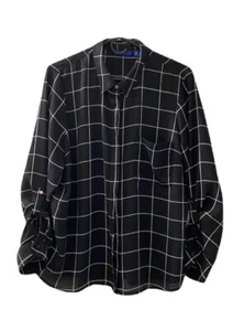 Camicia donna Apt 9 petite PXXL con bottoni bianca e nera geometrica quadrata - Foto 1 di 12