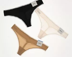 DKNY 268191 Women's White/Black/Nude Underwear 3 Pack Size XL - Picture 1 of 2