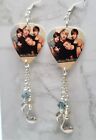 All Time Low Group Picture Guitar Pick Earrings with Charm and Swarovski Dangles