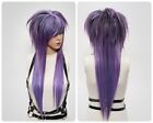 Perruques cosplay EMO violet pointu bangs pleine densité cheveux droits