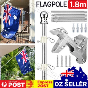 1.55M Aluminum Telescoping Australian Flag Pole Flagpole Kit Holder Set VIC - Picture 1 of 15