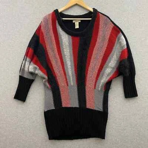 Vertigo Paris Sweater Womens Medium Red Black Stripes Mohair Wool Blend Tunic - Picture 1 of 15