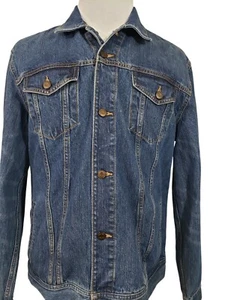 Old Navy Truckers Jacket Mens Size XL Button Up Unlined Blue Denim Adj Waist - Picture 1 of 11