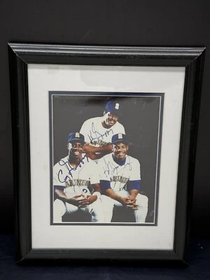 KEN GRIFFEY SR, KEN GRIFFEY JR & CRAIG GRIFFEY Autographed 8x10 Framed JSA  - Image 1 of 4