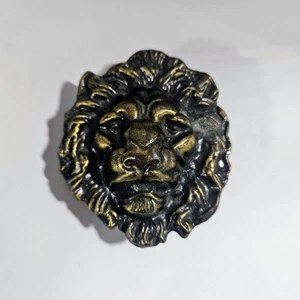 Brass Lion Head Belt Buckle Vintage 1970s Beautiful - Picture 1 of 2