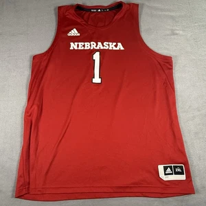 Nebraska Cornhuskers Basketball Jersey Mens 2XL Red Adidas #1 - Picture 1 of 7
