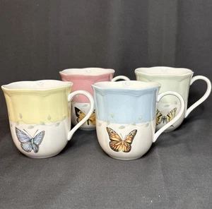 Lenox Butterfly Meadow 4er Set Mehrfarbig Pastell Teetassen/Kaffeetassen EUC - Bild 1 von 14