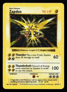Zapdos 16/102 Holo Rare Base Set (Shadowless) Pokémon Card - Picture 1 of 2