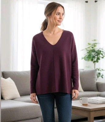 J Jill Women’s Medium Sweater V-Neck Pullover Purple Soft Knit Long Sleeve Cozy - Image 1 of 4