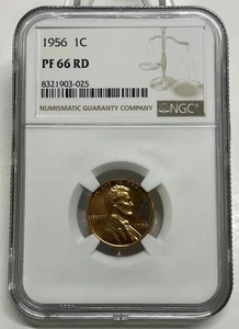 1956- P Lincoln Wheat Cent / Penny 1c NGC PF 66 RD Red Gem Proof See Pictures - Picture 1 of 5