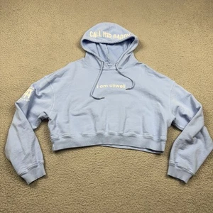 Felpa con cappuccio Call Her Daddy donna blu medio non sto bene pullover ritagliato - Foto 1 di 12