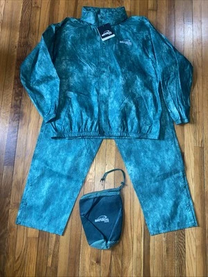 NWT Natural Gear Ultra Light Rain Suit Jacket Hood Pants Bag Set Green Camo 2XL - Image 1 of 4