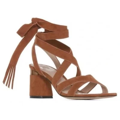 Paige Shoes Womens Size 10 Brown Suede Lace Up Block Heel Strappy Sandals Tassel - Image 1 of 4