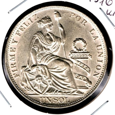 PERU - UN SOL 1916 FG UNC KM# 196.27 - Image 1 of 2