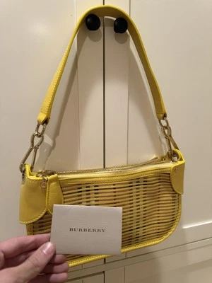 Bolso de hombro de cuero a cuadros Burberry Nova - amarillo auténtico 116203 - con tarjeta de marca Foto 1 de 4