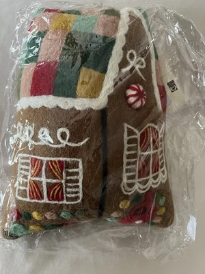 Pottery Barn Kids Rifle Paper Felt Gingerbread House Pillow Christmas NEW - Image 1 of 4