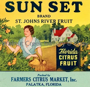 Florida Fruit Crate Label Fine Art Print, Grove , approx 10.8"x 11.1" 12997 - Picture 1 of 1