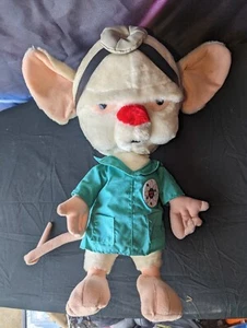 Vintage Animaniacs Pinky and the Brain Plush Stuffed Animal 1997 Lab Coat Large  - Picture 1 of 5