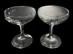Set of 2 Glass 25th Anniversary Champagne Toasting Glasses 4.5” Tall - Picture 1 of 6