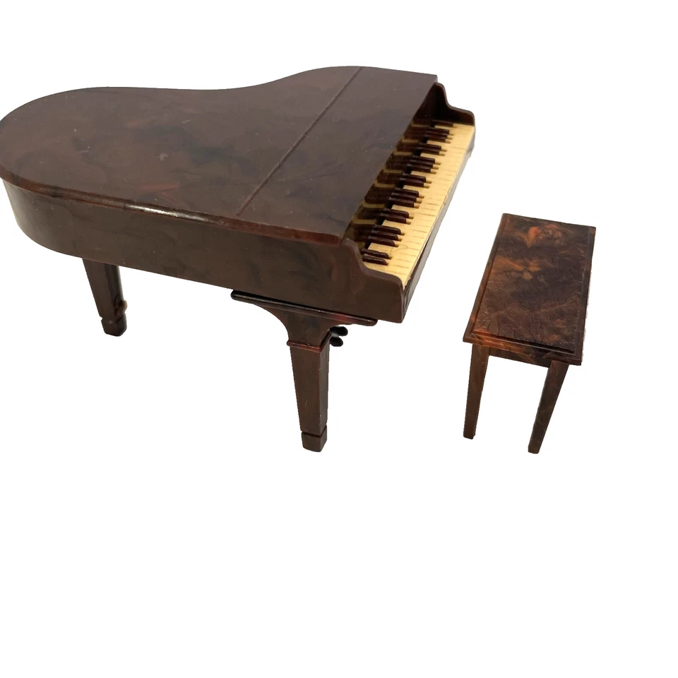 复古 Renewal 娃娃屋家具大钢琴 (74) 和长凳 (75) 美国制造 — 第 1/4 张图片