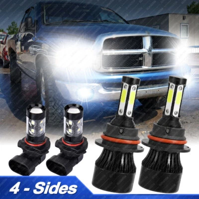 For 2003 2004 05 Dodge Ram 1500 2500 3500 4X 6000K LED Headlight+FOG Light Bulbs - Image 1 of 4