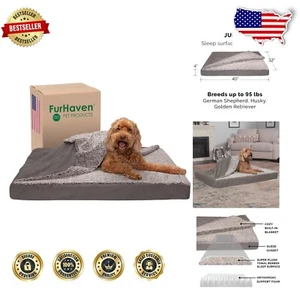 Gray Orthopedic Pet Bed with Cozy Berber Fleece - Ideal for Large Dogs and Cats - Picture 1 of 12