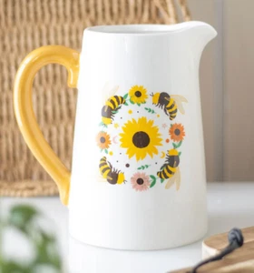 Summer Bee and Sunflower Ceramic Flower Jug - H - 17cm - Brand New & Boxed - Picture 1 of 2