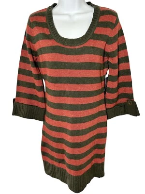 Mini Vestido Suéter ALYN PAIGE NY Talla PEQUEÑO Verde Óxido Rayas Freddy Krueger Foto 1 de 4