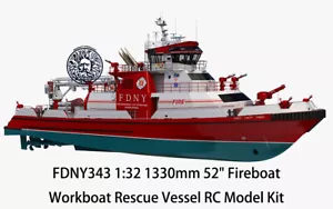 FDNY343 1:32 1330mm 52" Fireboat Workboat Rescue Vessel RC Model Kit - Bild 1 von 13
