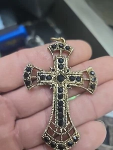 Vintage Black Onyx Cross - Picture 1 of 4