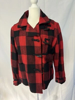 Abrigo chaqueta de mujer GARNET HILL de lana guisante talla 10 abrigo a cuadros búfalo cierre de palanca Foto 1 de 4