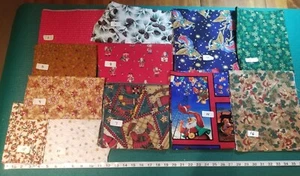 FQs 1/4 Yds Scraps Christmas Calico Holly Santa Gingerbread cotton quilt Fabric - Picture 1 of 8